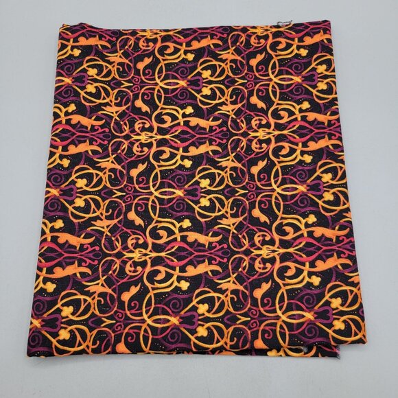 Timeless Treasures Mirage C9475 Cotton Fabric Vibrant Orange Pink Swirl 1 Yard - Picture 1 of 3